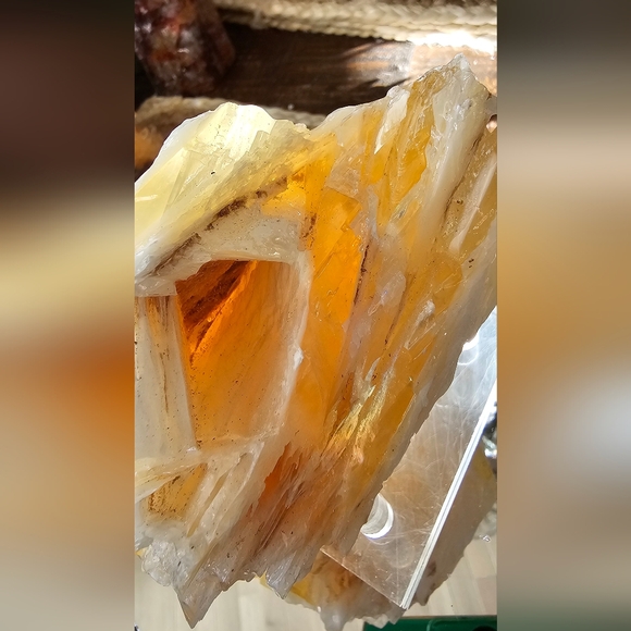 Yellow Glowing Angel Wing Calcite Specimen With Cave 5.0" 2.22lbs - Picture 7 of 16
